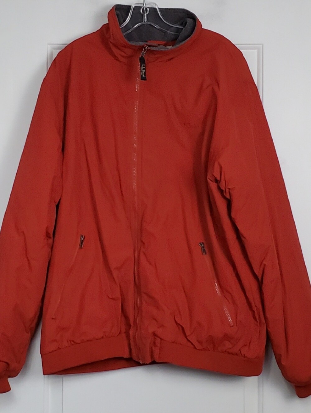 LL Bean Mens Rust Orange Warm Up Jacket Full Zip Thinsulate - Size XLT - GUC